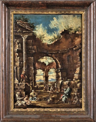 Antiquités - Capricci with architectural ruins  - Alessandro Magnasco (1667- 1749)